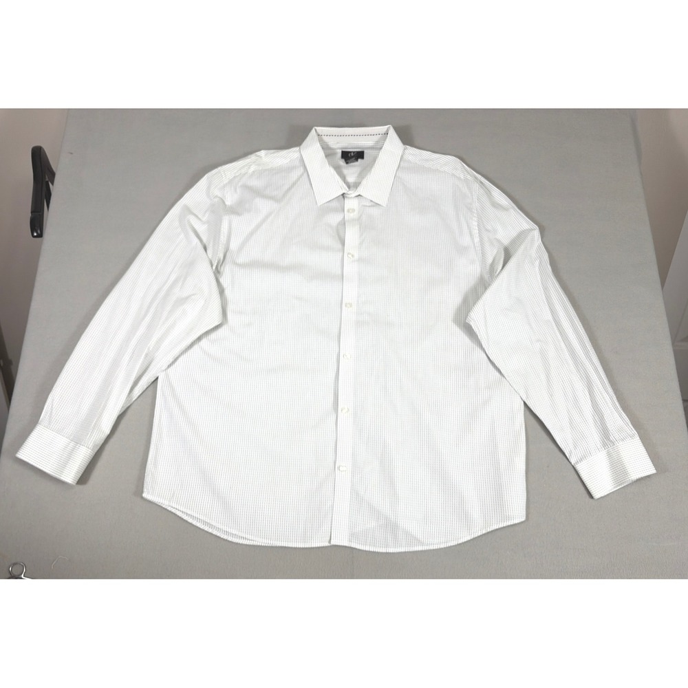 Calvin Klein Mens XXL White Black Micro Stripe Cotton Button Down Shirt CKPC-001